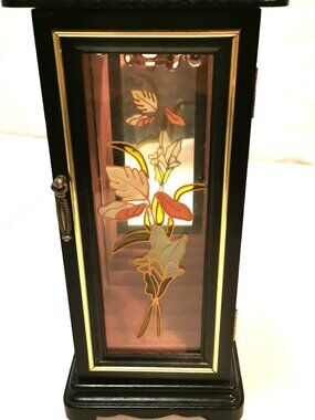 1970s Mele Black Jewelry Box Armoire Glass Door Tall Dresser Cabinet Organizer
